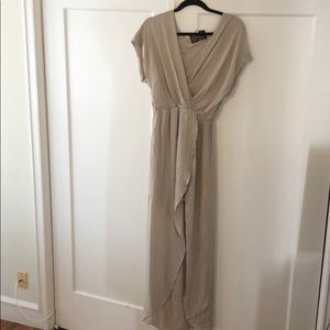 Rory Beca Grecian silk gown with slit - Tan (L)